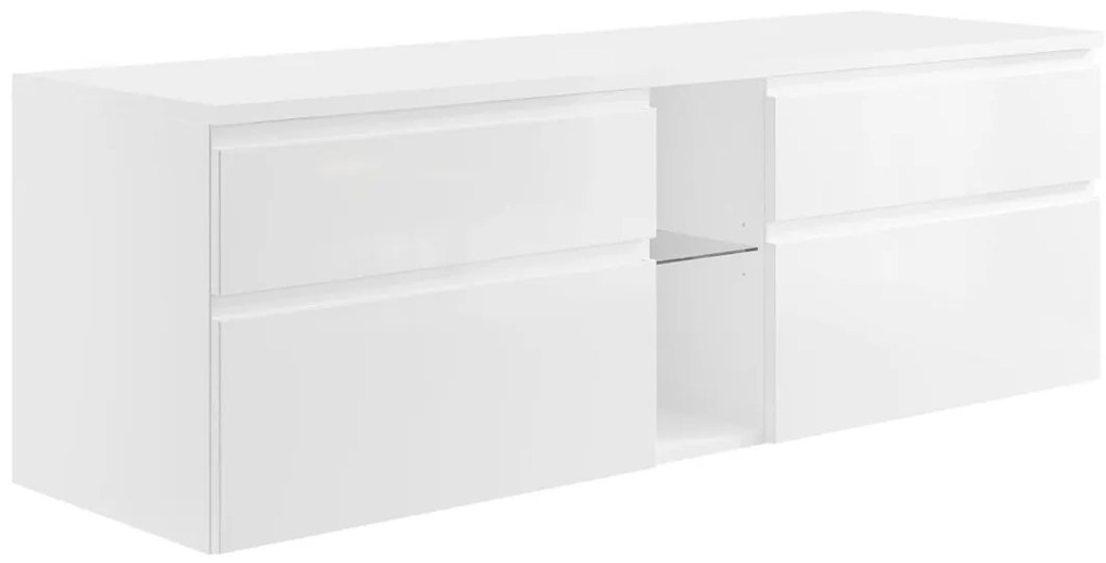 Szafka łazienkowa wisząca   pod umywalkę - Biały - 150 cm - MAGDALENA II