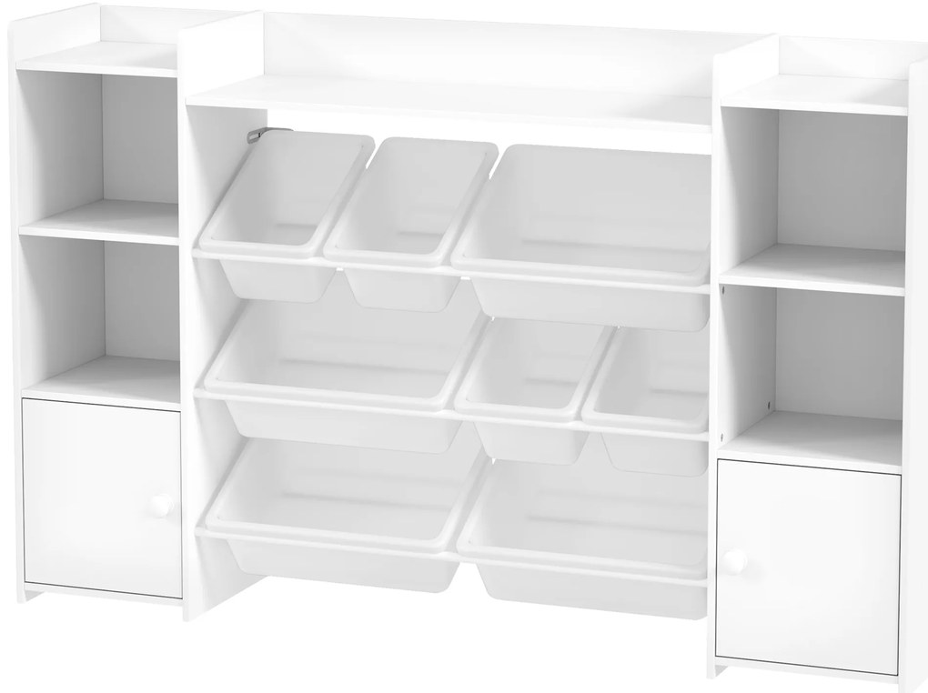 AIYAPLAY Regał dziecięcy na zabawki i książki, do przejrzystego sprzątania, 8 wyjmowanych skrzynek, Biały
