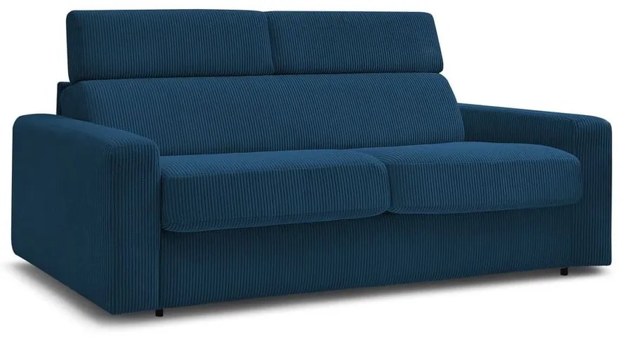 Ciemnoniebieska sztruksowa rozkładana sofa 215 cm Monaco – Bobochic Paris