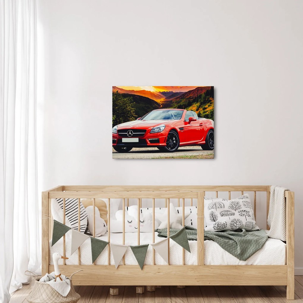 Obraz - czerwony Mercedes (70x50 cm)