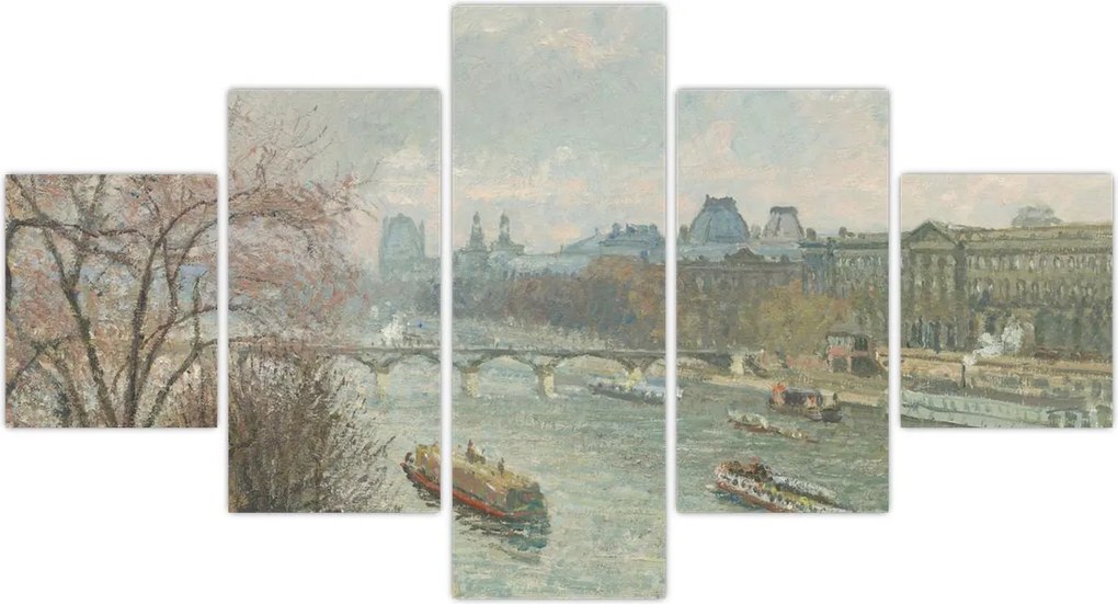 Obraz - Camille Pissarro, The Louvre, Afternoon, Rainy Weather, reprodukcje (125x70 cm)