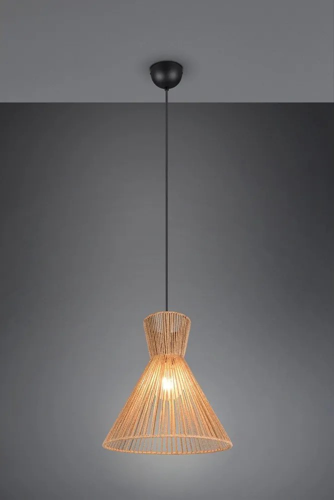 Metalowa lampa wisząca w naturalnym kolorze z kloszem plecionki papierowej ø 35 cm Rosalie – Reality