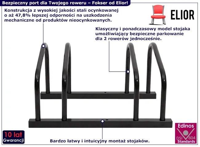 Czarny stojak na 2 rowery - Fokser 3X