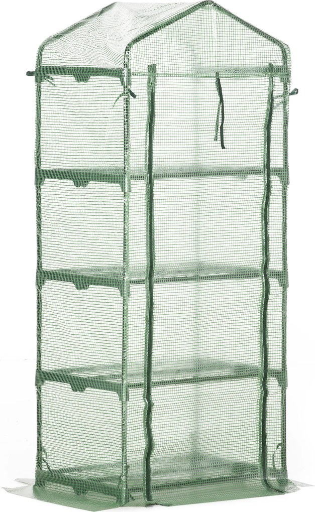 Outsunny Szklarnia Foliowa Cieplarnia na Pomidory 4 Półki Ochrona Roślin Kolor Ciemnozielony 69x50x160cm | Aosom PL