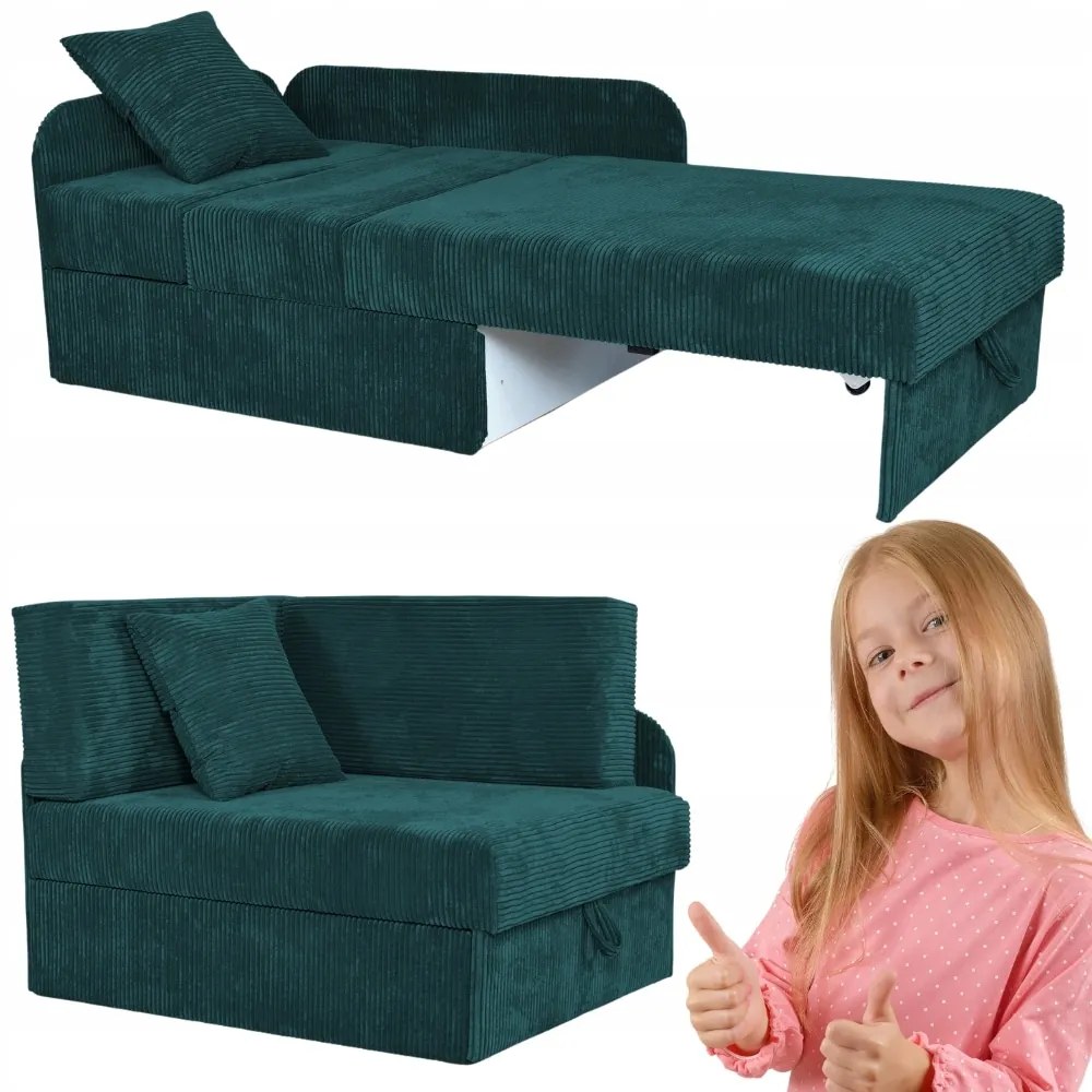 Tapczan narożnik dziecięcy BONI kanapa rozkładana ZIELONA Family Meble - DOSTĘPNA OD RĘKI