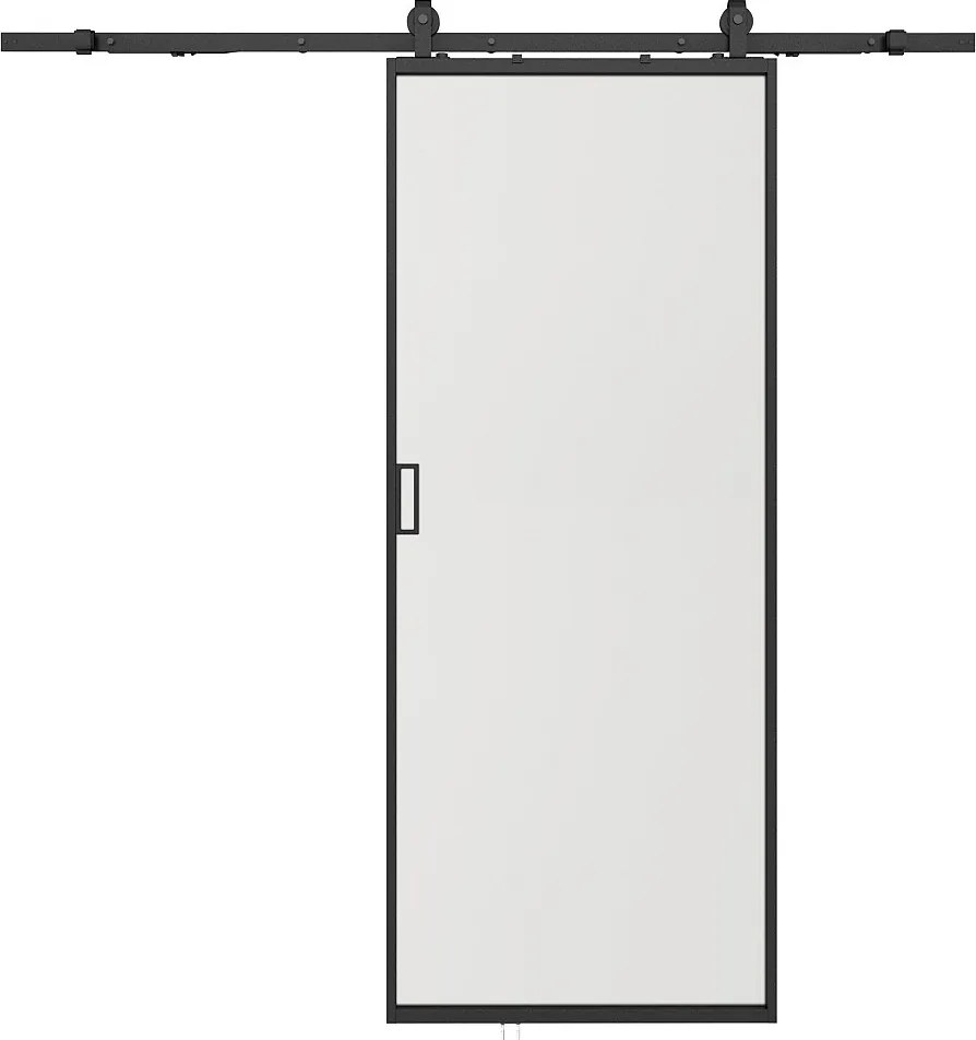 Drzwi przesuwne naścienne - aluminium i matowe szkło hartowane - wys. 205 x szer. 93 cm - LINCI II