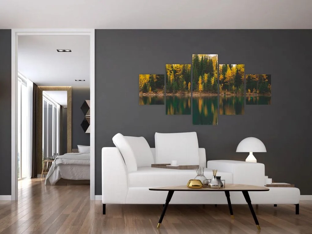 Obraz leśnego jeziora (125x70 cm)