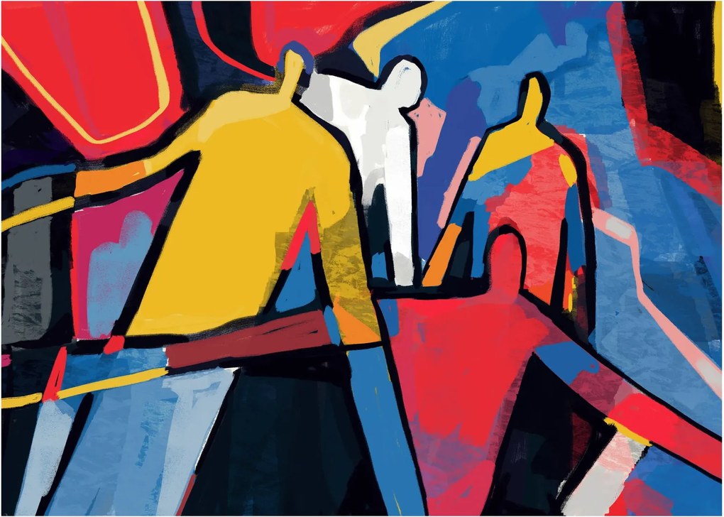 Obraz na szkle - Abstrakcja mężczyzn (70x50 cm)