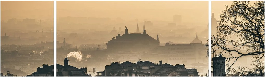 Obraz - Miasto pod mgłą (170x50 cm)
