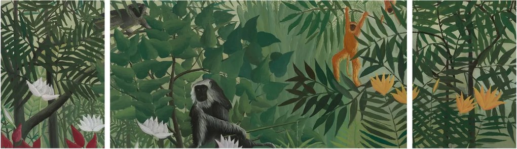 Obraz - Henri Rousseau, Tropical Forest with Monkeys, reprodukcje (170x50 cm)