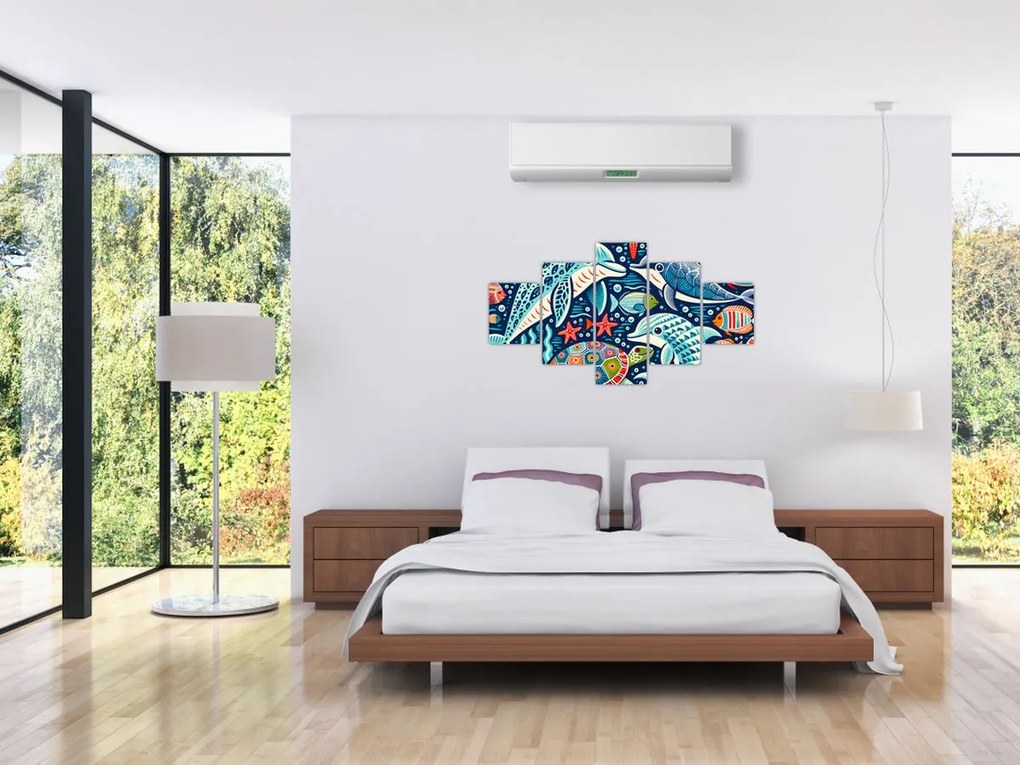 Obraz – Rysowane zwierzęta wodne (125x70 cm)