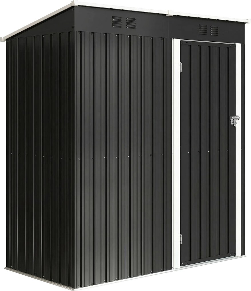 Outsunny Metalowy schowek na narzędzia 1,37 m², zamykany schowek z wentylacją, pochyłym dachem, rękawicami, 163 x 90 x 179 cm | Aosom PL