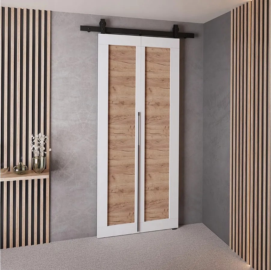 Drzwi Przesuwne QUDIO M1 Biały + Dąb Craft Złoty 70