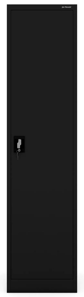 Szafa biurowa metalowa na akta, wąska, czarna, 450x1850x400 mm: ALEX