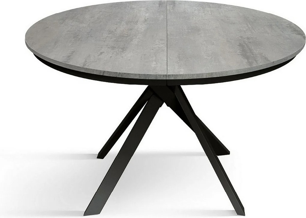 Cementowo-szary okrągły stół, antracytowe metalowe nogi 120-170cm - PANTELLERIA