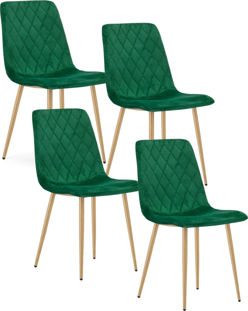 Zestaw 4 ciemnozielonych krzeseł metalowych T6-B42