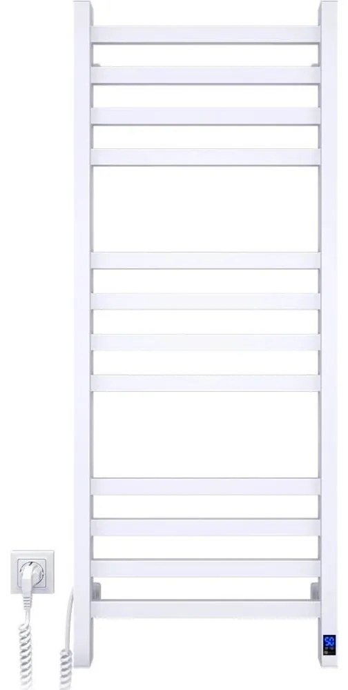 Grzejnik łazienkowy drabinkowy z termostatem AVANGARD 459W/230V 120,6 cm IP44 biały lewy