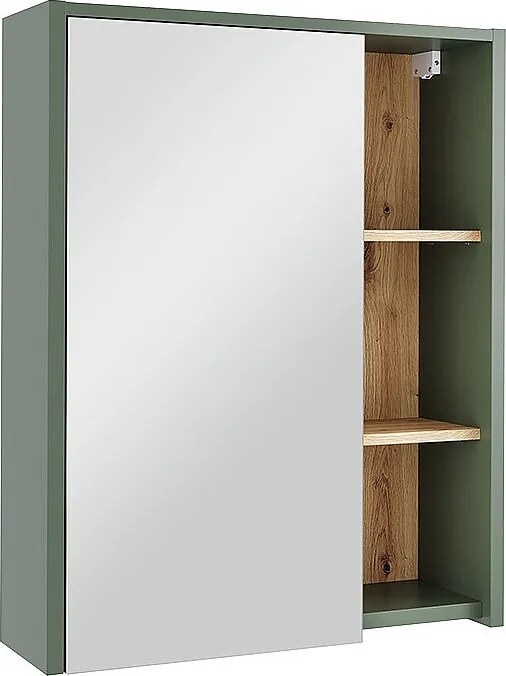 Szafka łazienkowa z lustrem zielony/rzemieślniczy 60x18x75 viola