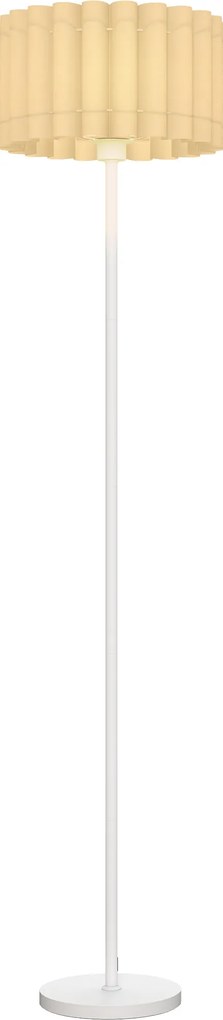 HOMCOM Lampa Podłogowa w Stylu Retro, Lampa Plastikowa, Włącznik Nożny, Stelaż Metalowy, Biała