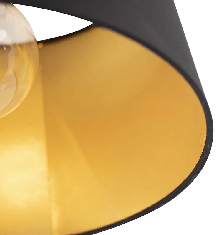 Lampa sufitowa z abażurem z bawełny czarna ze złotem 32 cm - Combi Black klasyczny/Antyczny Oswietlenie wewnetrzne