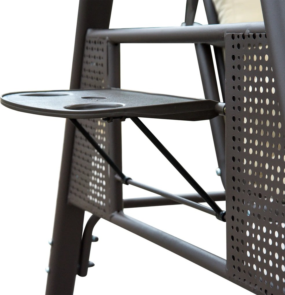 Huśtawka ogrodowa Outsunny 3-osobowa z dachem, beżowo-brązowa, 121×208×172 cm