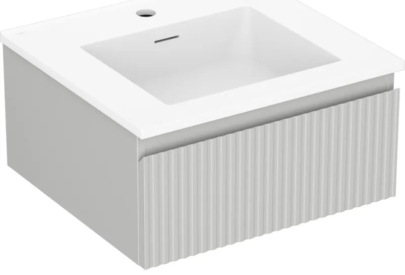 Mexen Rivel szafka łazienkowa 50 cm z umywalką Otis, 1 szuflada, ryflowana , szara mat/biała mat - 91A20-05023-1-BF62-W18M01