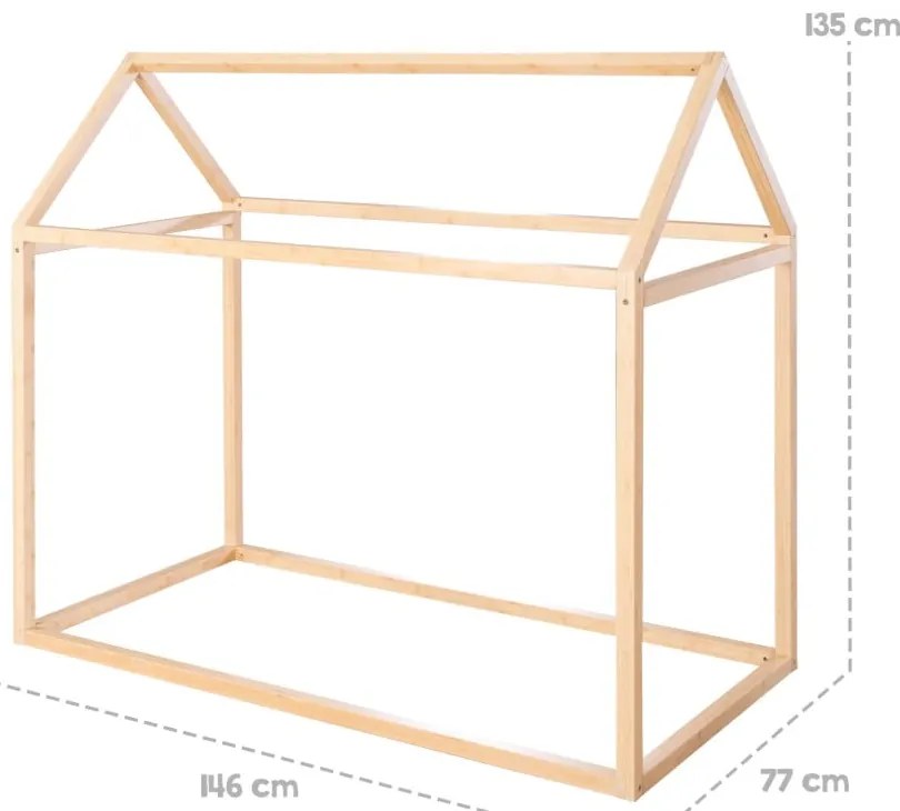 Naturalne łóżko dziecięce w kształcie domku 70x140 cm Montessori – Roba