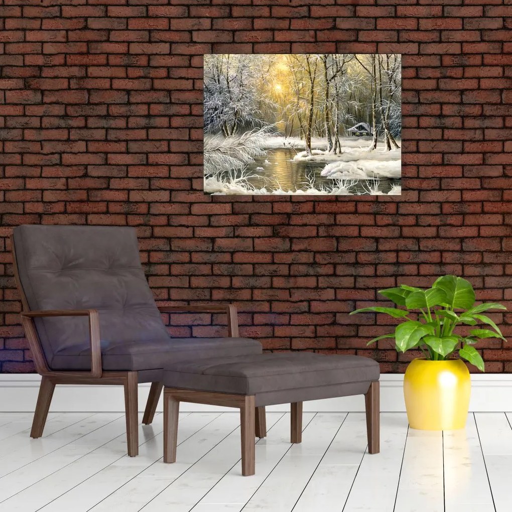 Obraz - Domek w lesie, obraz olejny (70x50 cm)