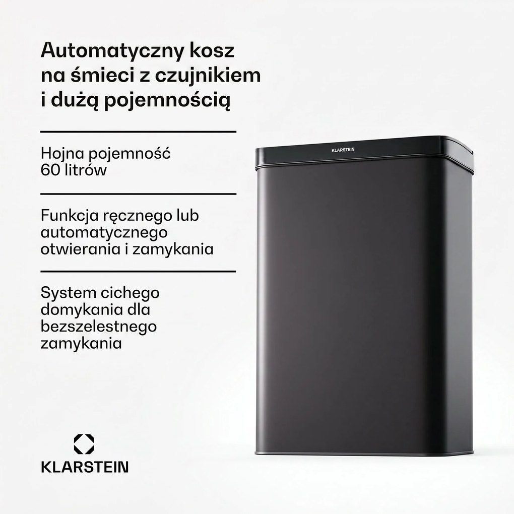 Klarstein Bezdotykowy kosz na śmieci z czujnikiem ruchu 60 l