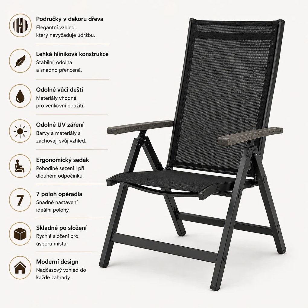 Doppler EXPERT WOOD Plus regulowany fotel ogrodowy