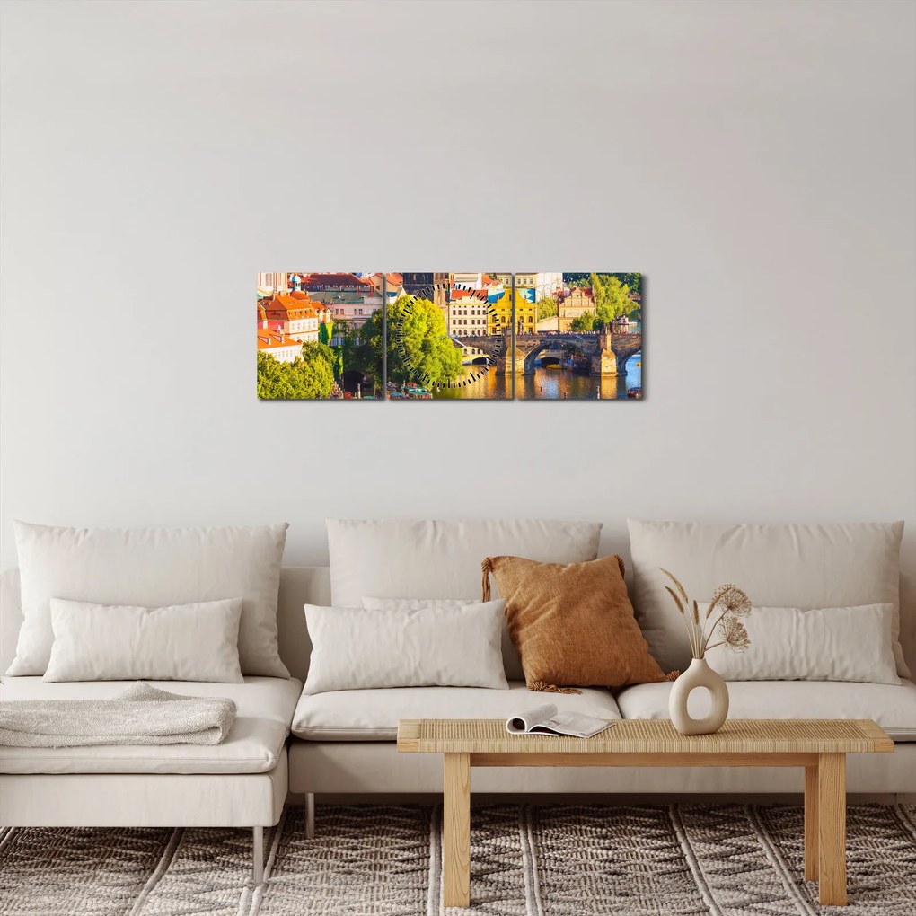 Obraz - Praga II. (z zegarem) (90x30 cm)
