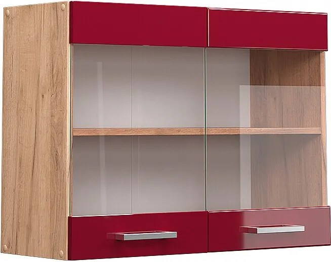 Szklana szafka kuchenna czerwony połysk 80x31x60 r-line