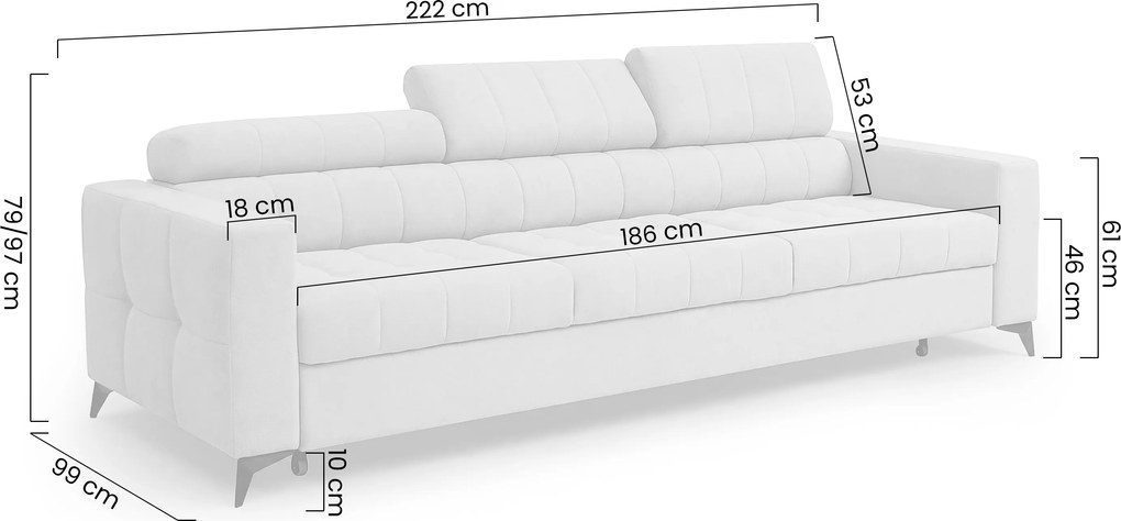 Sofa Nardo z funkcją spania - jasny beżowy szenil Vibe 06