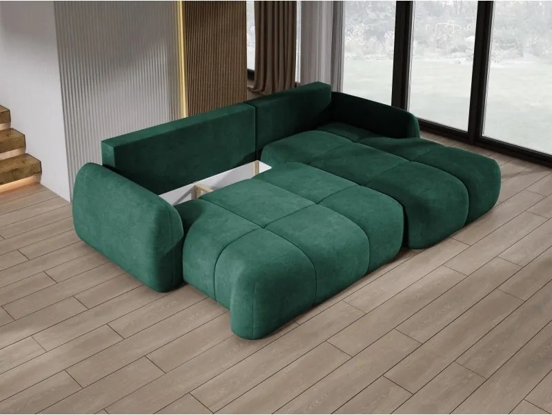 Narożnik COCO z funkcją spania, poduszkami i pojemnikiem Cloud 39 Zielony