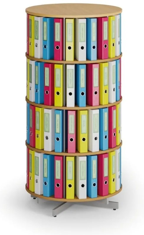 Regał obrotowy na segregatory, 4 półki, buk