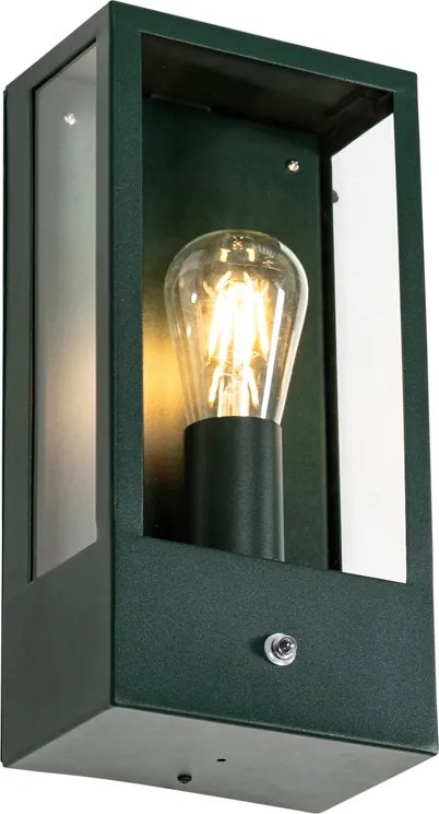 Lampa ścienna zewnętrzna ciemnozielona z czujnikiem zmierzchu IP44 - Rotterdam