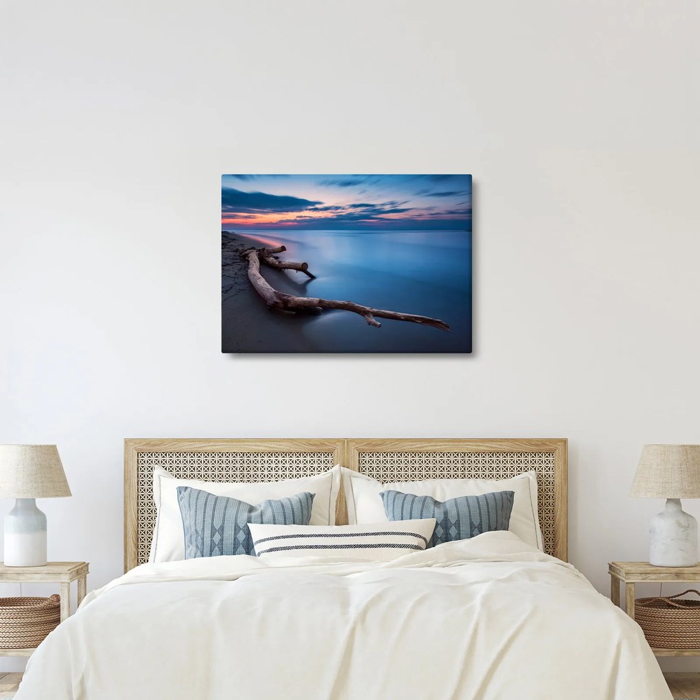 Obraz plaży o zachodzie słońca (70x50 cm)