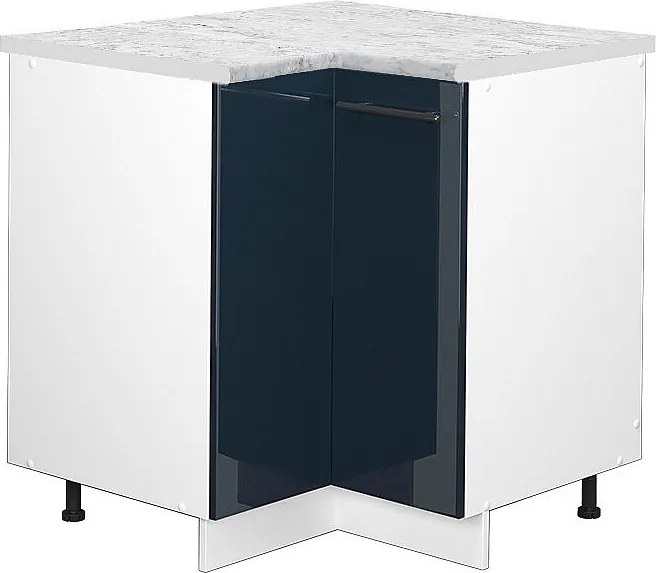 Szafka narożna ciemnoniebieski wysoki połysk 80.5x60x82 fame-line