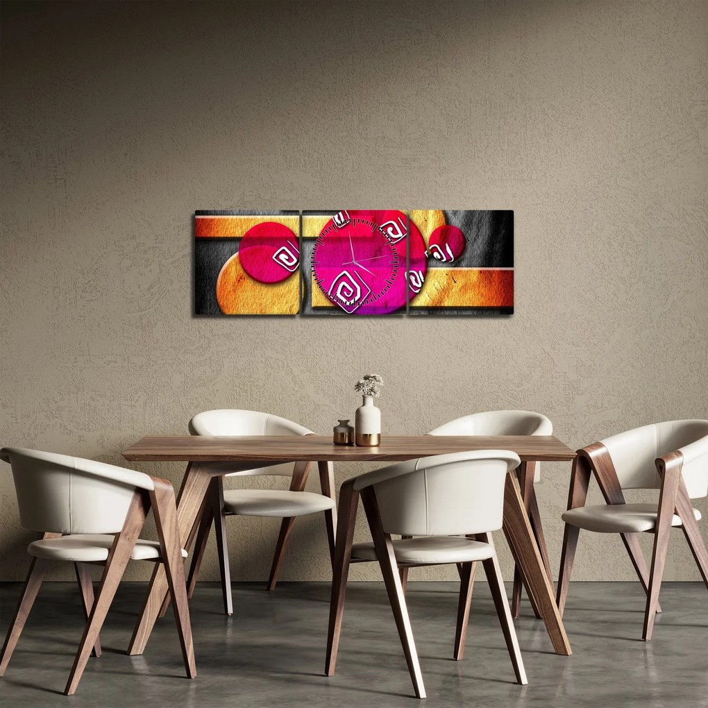Abstrakcyjny obraz z historycznymi symbolami (z zegarem) (90x30 cm)
