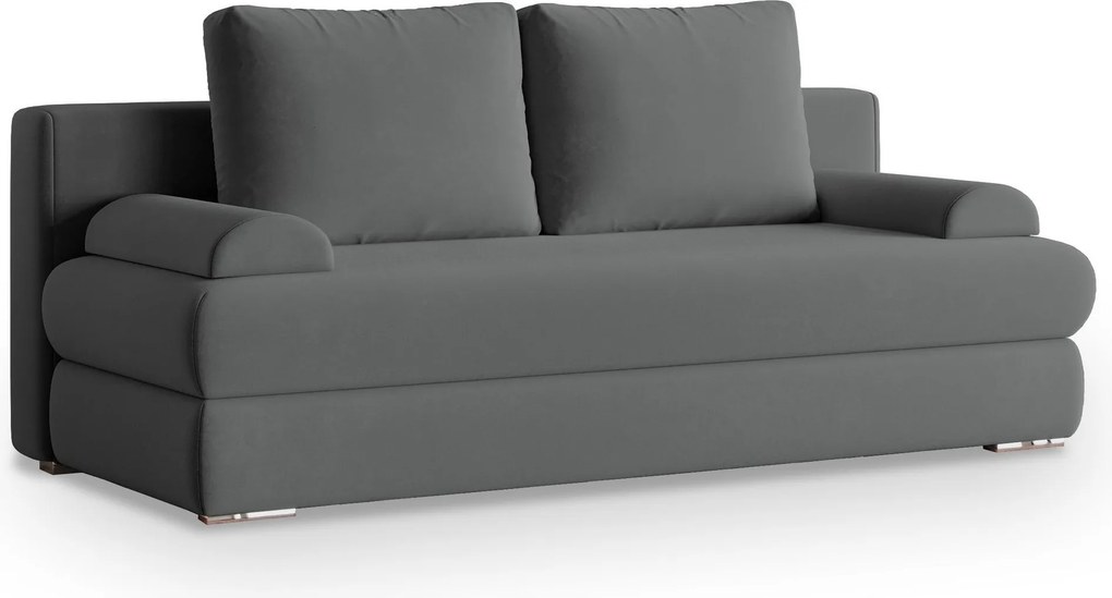 Masseno Sofa ASPERO z funkcją spania i pojemnikiem na pościel, Rozkładana sofa - Szary, PAROS 06