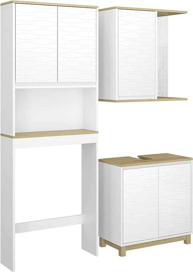 Zestaw mebli łazienkowych biały/dąb 60x30x60 livia