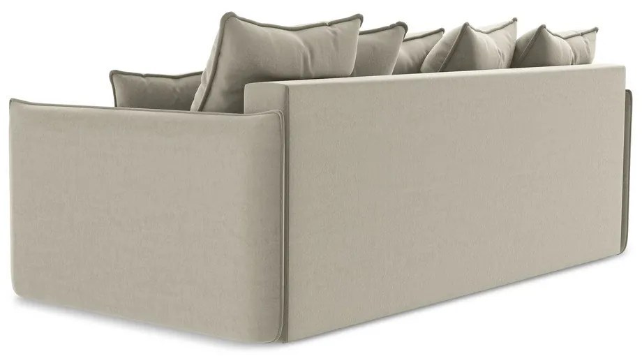 Beżowa aksamitna rozkładana/ze schowkiem sofa 225 cm Hula – Makamii