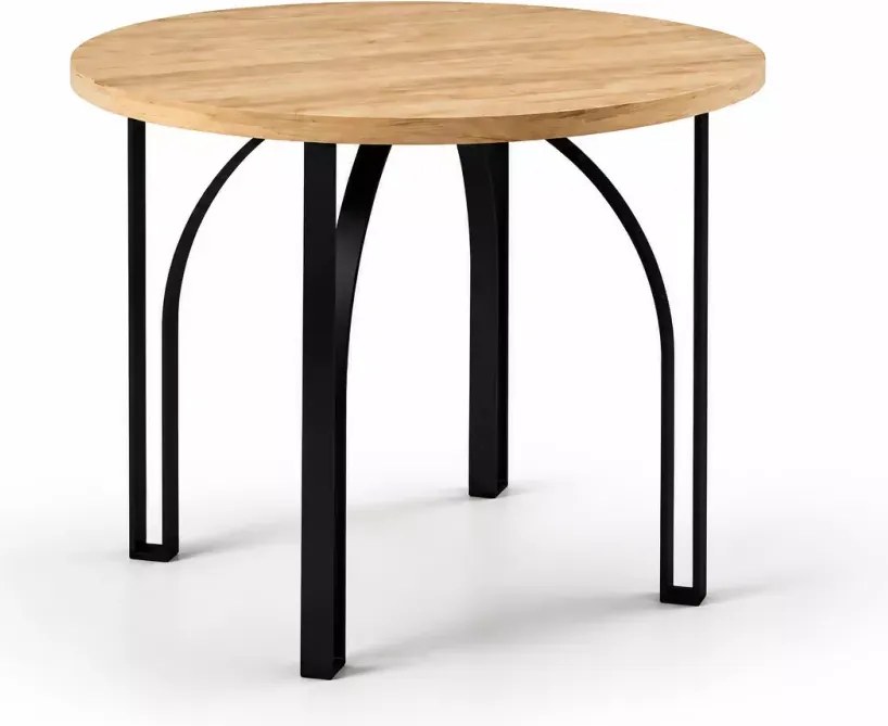 Mały okrągły stół loftowy Ronast z funkcją rozkładania 100-176 / 120-196 cm blat z płyty laminowanej, metalowe nogi