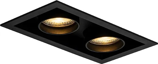 Zestaw 6 nowoczesnych reflektorów wpuszczanych czarnych z regulacją, 2-punktowe - Roof