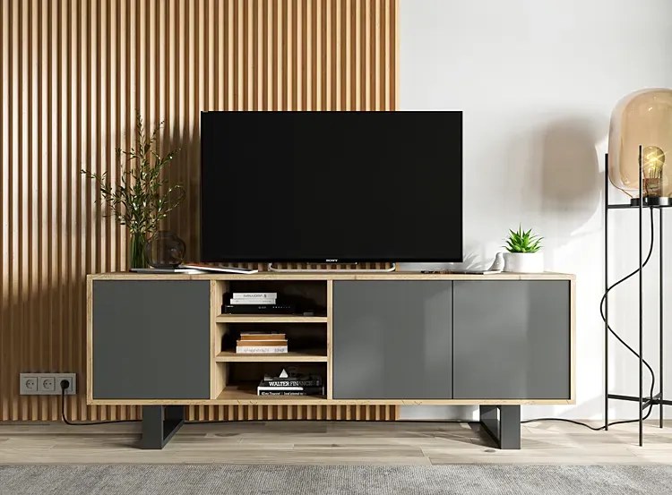 Szafka industrialna rtv dąb wotan + grafit Z0-C54