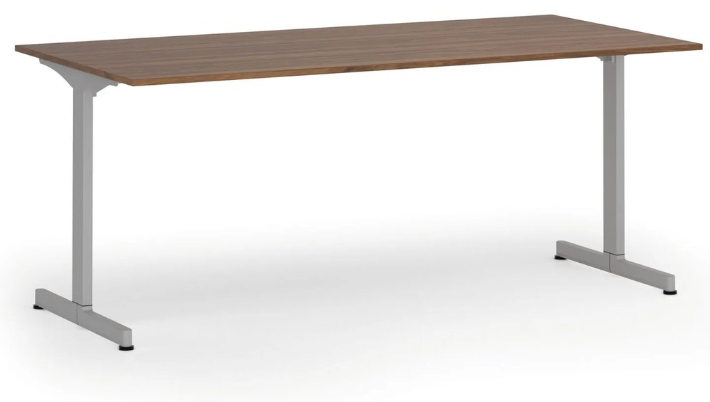Biurko PRIMO BETA, 180x90 cm, szara podstawa, orzech