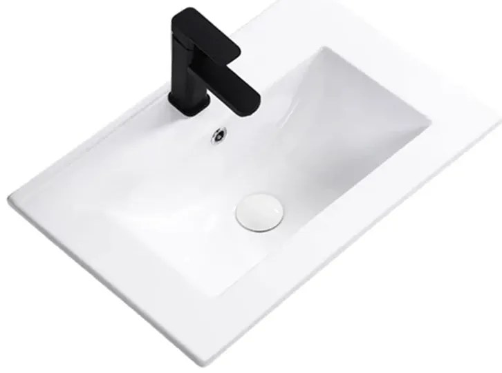 Umywalka ceramiczna z szafką wiszącą kaszmirowy + orzech G3-H39