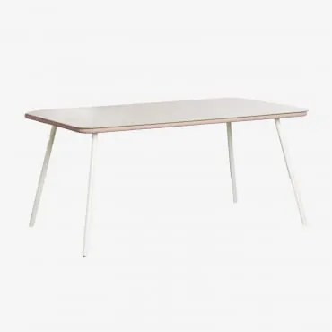 Prostokątny Stół Jadalniany 160x90 Cm Ze Szkła I Aluminium Arhiza Kremowa Tapioca - Sklum
