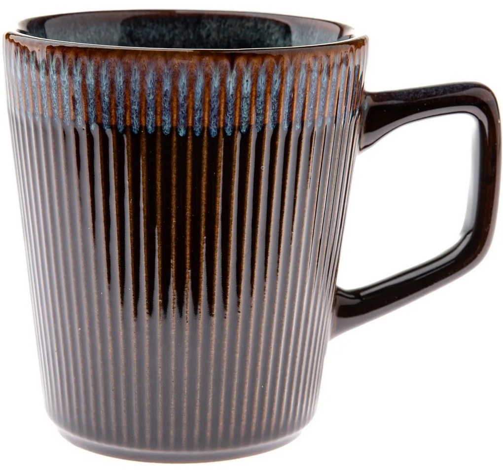 Zestaw 6 ceramicznych kubków Rustik 410 ml, ciemnobrązowe