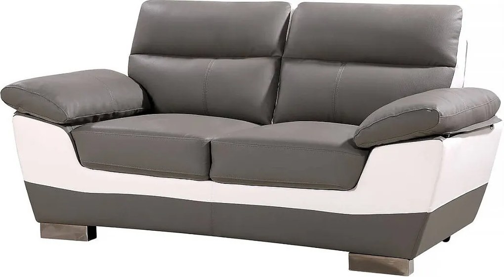 Sofa "Dallas" ze skóry odtworzonej i PVC - 169 x 88 x 90 cm - 2-osobowa - Szary/Biały